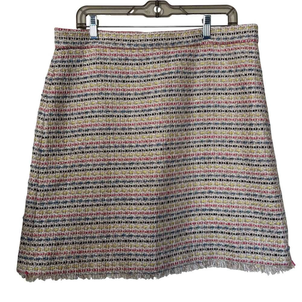 Ann Taylor Women's Tweed Skirt 14P NWT Multicolor Fringe Hem A-Line Petite